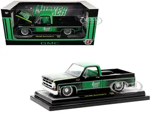 1976 GMC Sierra Grande 15 Pickup Truck "Quaker State" Black with Green Top Graphics and Interior Limited Edition to 6650 pieces Worldwide 1/24 Diecas
