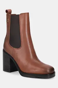 Kožené kotníkové boty Tommy Hilfiger SQUARE TOE CHELSEA HIGH BLOCK HL