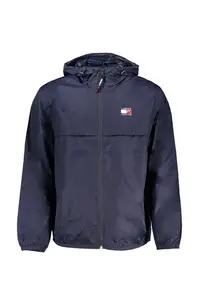 Tommy Jeans Men's Brand Logo Full Zip Elastic Cuffs And Both Waterproof High Collar Hoodie L