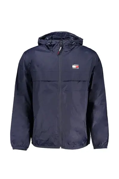 Tommy Jeans Men's Brand Logo Full Zip Elastic Cuffs And Both Waterproof High Collar Hoodie L