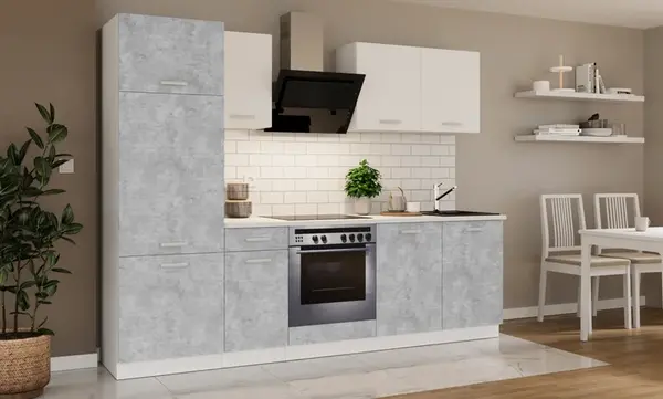 Kuchyňská linka 260 cm Toni Barva korpusu: Bílá, Barva dvířek: Bellato szary - beton