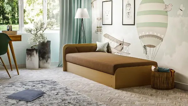 Postel Parys 90 Barva korpusu: Hnědá, látka: Alova 67, Varianty: Levá - úložný prostor