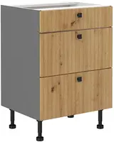 Spodní skříňka Ava 60 D 3S BB - Premium Box Barva korpusu: Antracit, Barva dvířek: Dub Artisan