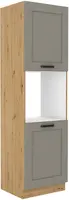 Vysoká skříňka na vestavnou troubu Luna 60 DP-210 2F Barva korpusu: Dub artisan, Barva dvířek: Clay Grey