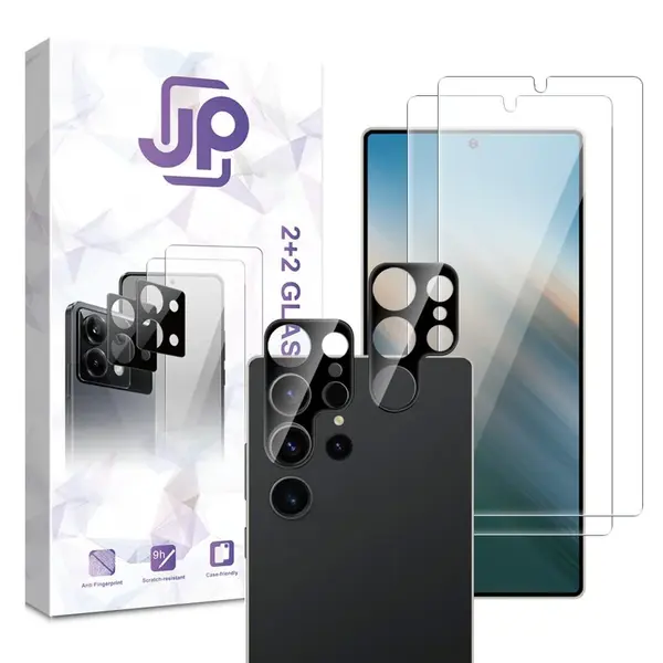 JP Combo pack, Sada 2 tvrzených skel a 2 sklíček na fotoaparát, Samsung Galaxy S25 Ultra