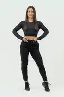 NEBBIA Dámsky crop top s dlouhým rukávem INTENSE Perform 839 , černá, M