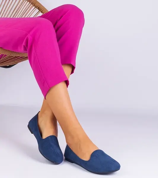 Gemre Navy classic eco-suede ballet flats Valensia