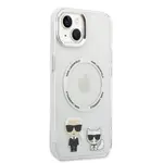 Zadní kryt Karl Lagerfeld MagSafe Karl and Choupette pro Apple iPhone 14 Plus, transparentní