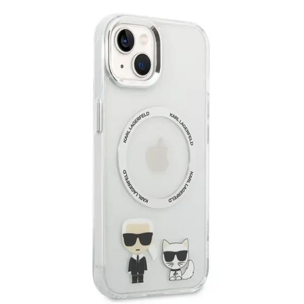 Zadní kryt Karl Lagerfeld MagSafe Karl and Choupette pro Apple iPhone 14 Plus, transparentní