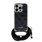 Zadní kryt Guess IML 4G Printed Crossbody popruh pro Apple iPhone 16 Pro Max, černá