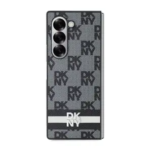 Zadní kryt DKNY PU Leather Checkered Pattern and Stripe pro Samsung Galaxy Z Fold6, černá