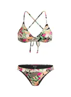 Roxy dámské dvoudílné plavky Beach Classics Anthracite Palm Song S | Černá | Velikost S