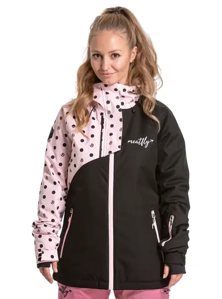 Meatfly dámská SNB & SKI bunda Deborah Pink Dots | Černá | Velikost XS