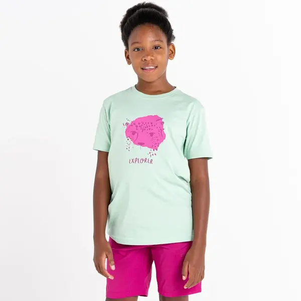 Dětské bavlněné tričko dare2b trailblazer světle zelená/růžová 122-128