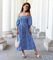 UR/CEO Blue floral midi dress Zetticci