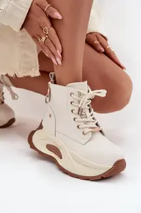 Kožené zateplené dámske členkové čižmy na platforme GOE