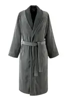 Bavlněný župan BOSS DOUBLEB Charcoal L černá barva