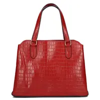 Elegantná dámska kožená kabelka Katana Tióna - tmavo červená