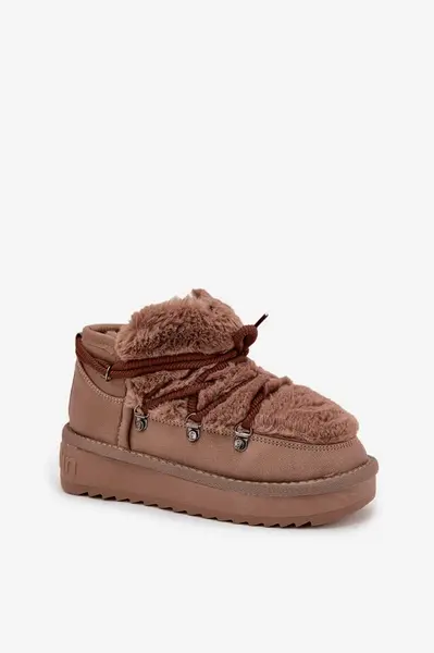 Nízke Snehové Topánky Na Platforme S Kožušinou D.Franklin Hnedé