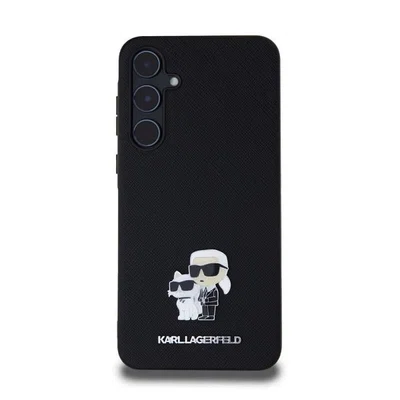 Zadní kryt Karl Lagerfeld PU Saffiano Metal Karl and Choupette pro Samsung Galaxy A55 5G, černá