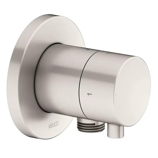 Keuco IXMO - Uzatvárací a prepínací ventil pod omietku, 2 výstupy, s pripojením sprchy, kefovaný nikel 59557051101