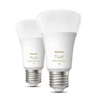 Philips Hue Smart žárovky - Chytrá LED žárovka E27, 8 W, stmívatelná, bílé světlo, 2 ks 929002468404