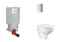 Grohe Uniset - Set predstenovej inštalácie, klozetu, dosky SoftClose a tlačidla Skate Cosmopolitan, matný chróm SANI15BB2102