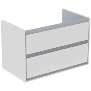 Ideal Standard Connect Air - Umývadlová skrinka, 80x44x52 cm, 2 zásuvky, lesklá biela/svetlosivá mat E0819KN