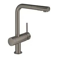 Grohe Minta - Dřezová baterie s výsuvnou sprškou a uzavíracím ventilem, kartáčovaný Hard Graphite 31558AL0