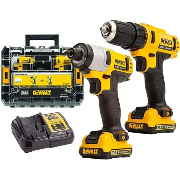DeWALT Nářadí - 10,8V AKU sada vrtacího šroubováku a rázového utahováku, 2x aku 2,0 Ah XR, nabíječka DCK211D2T