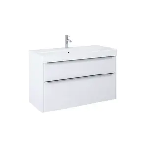 Jika Pure - Skrinka s umývadlom, 100x54x42 cm, 2 zásuvky, lesklá biela H40B2364025002