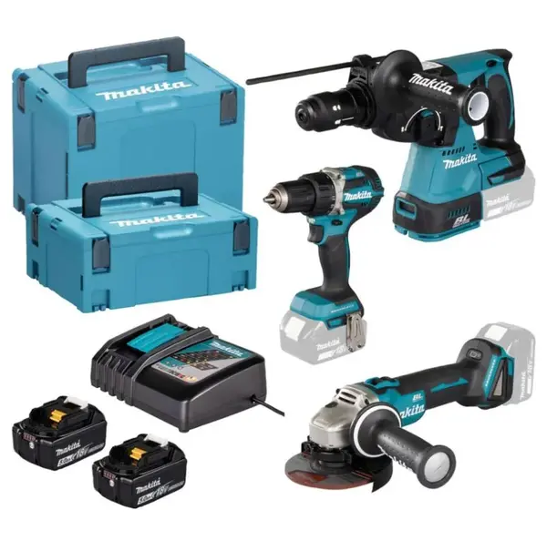 Makita - 8dílná sada AKU nářadí, baterií, nabíječky a příslušenství DLX3195JX1