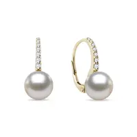 Diamantové náušnice zo žltého 14k zlata s perlami KLENOTA