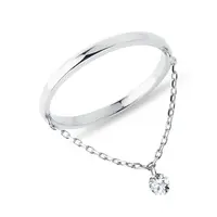 Retiazkový prstienok z bieleho 14k zlata s diamantom KLENOTA