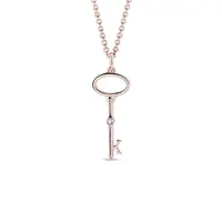 Prívesok kľúč z ružového zlata s diamantom KLENOTA