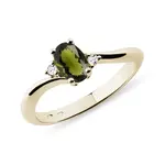 Prsteň zo žltého zlata s vltavínom KLENOTA