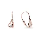 Detské náušnice z ružového zlata v tvare srdca KLENOTA