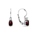 Náušnice z bieleho zlata s oválnymi granátmi a diamantmi KLENOTA