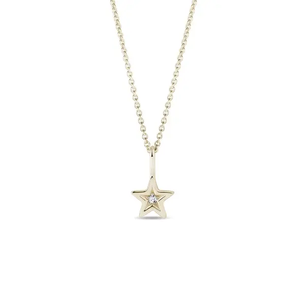 Přívěsek hvězdička ze žlutého zlata s diamantem KLENOTA