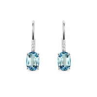 Náušnice se Swiss topazy a diamanty v bílém zlatě KLENOTA