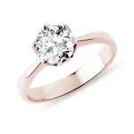 Zásnubní prsten Flower z růžového 14k zlata s 1ct diamantem KLENOTA