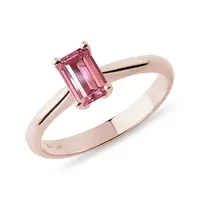 Prsten s růžovým turmalínem emerald v růžovém zlatě KLENOTA