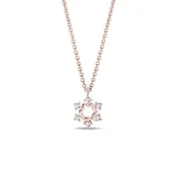 Diamantový náhrdelník vločka v růžovém 14k zlatě KLENOTA