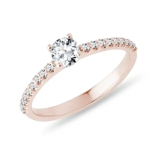 Diamantový zásnubní prstýnek z růžového zlata KLENOTA