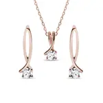 Diamantová sada s motivem stužky v růžovém zlatě KLENOTA