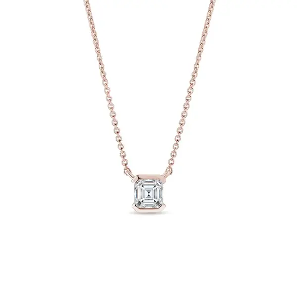 Náhrdelník s lab grown diamantem v růžovém zlatě KLENOTA