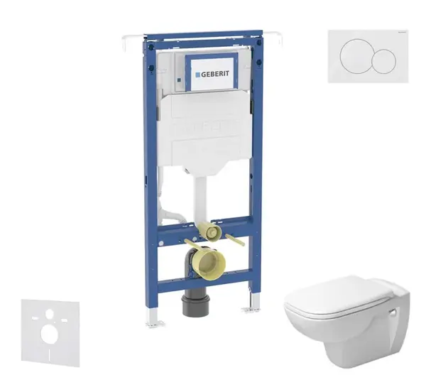 Geberit Duofix - Set predstenovej inštalácie, klozetu a dosky Duravit D-Code, tlačidla Sigma01, Rimless, SoftClose, alpská biela SANI11CP3101
