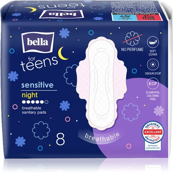 BELLA For Teens Sensitive Night vložky na noc 8 ks