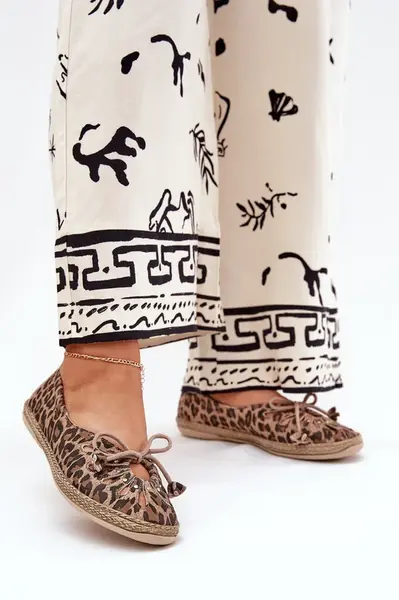 Ploché baleríny z přírodní kůže leopardí Zazoo