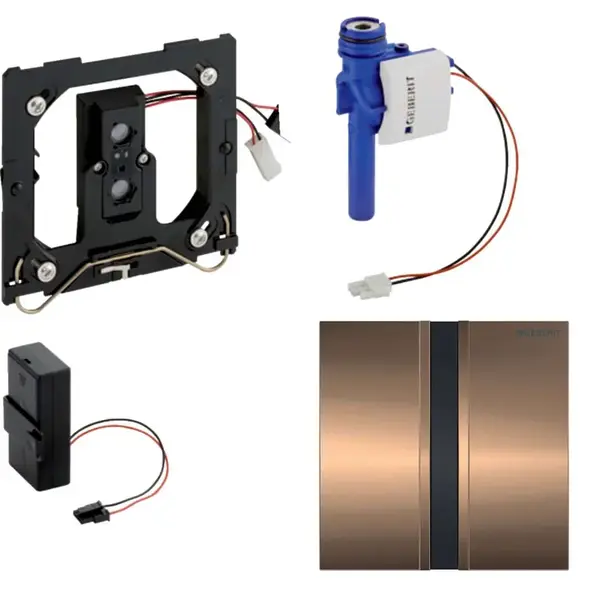 Geberit Splachovací systémy - Splachování pisoárů s elektronickým ovládáním, napájení z baterie, krycí deska typ 50, červenozlatá 116.036.QB.1